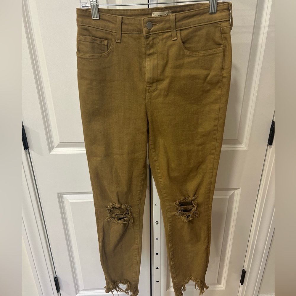 L'AGENCE Tan Distressed Women Jeans